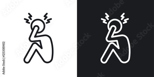 Anxiety or stress icons in black and white liner strokes for web design.