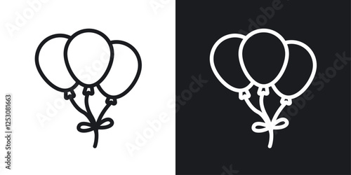 Balloons icons in black and white liner strokes for web design.