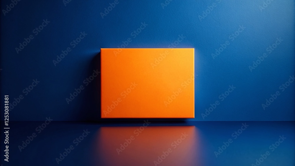 Minimalist Orange Rectangle Dark Blue Background Abstract Shape Design