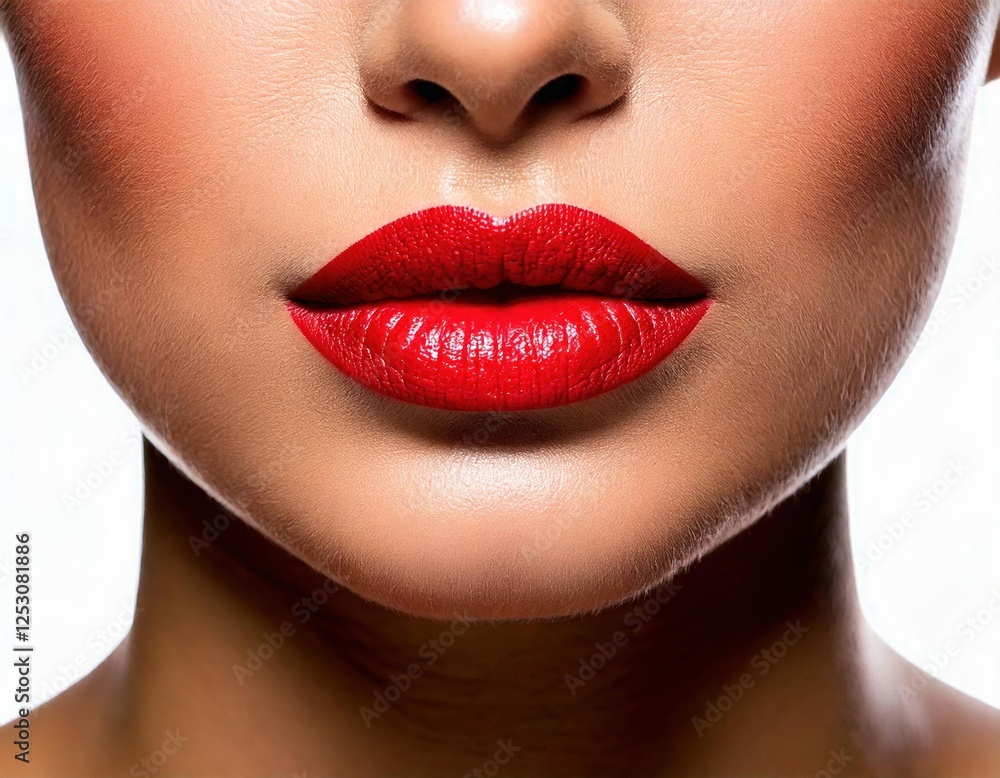 Bold red lips showcased in a beauty portrait highlighting makeup artistry Bold red lips showcased in a beauty portrait highlighting makeup artistry