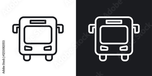 Bus icons in black and white liner strokes for web design.