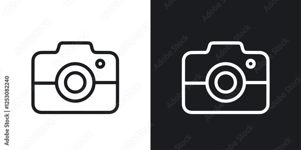 custom made wallpaper toronto digitalCamera icons in black and white liner strokes for web design.