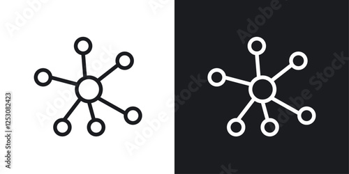 Chart connected icons in black and white liner strokes for web design.