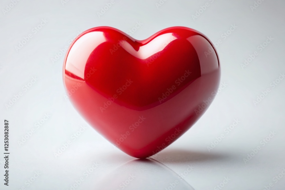 Minimalist Red Heart Shape on White Background - Love Symbol Stock Photo Minimalist Red Heart Shape on White Background - Love Symbol Stock Photo