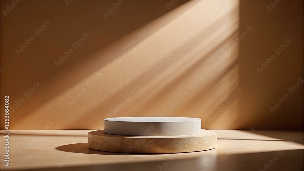 Minimalist Stone Podium on Monochromatic Background with Subtle Lighting - Perfect for Product Display Minimalist Stone Podium on Monochromatic Background with Subtle Lighting - Perfect for Product Display