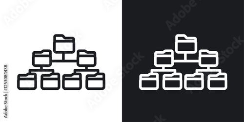 Folder tree icons in black and white liner strokes for web design.