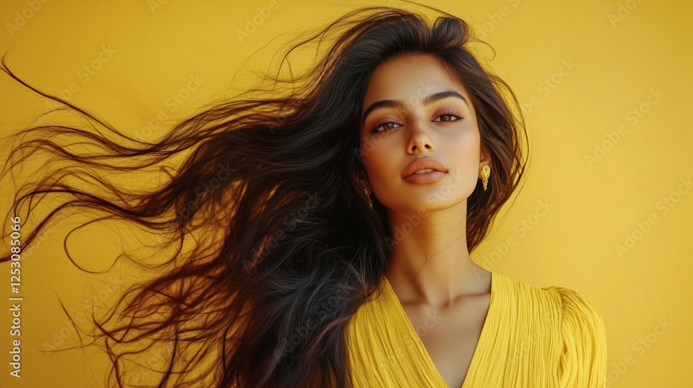 Fototapeta premium Indian woman with long and shiny hair | Indian model girl with long flowing hair