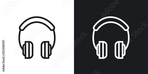 Headset icons in black and white liner strokes for web design.