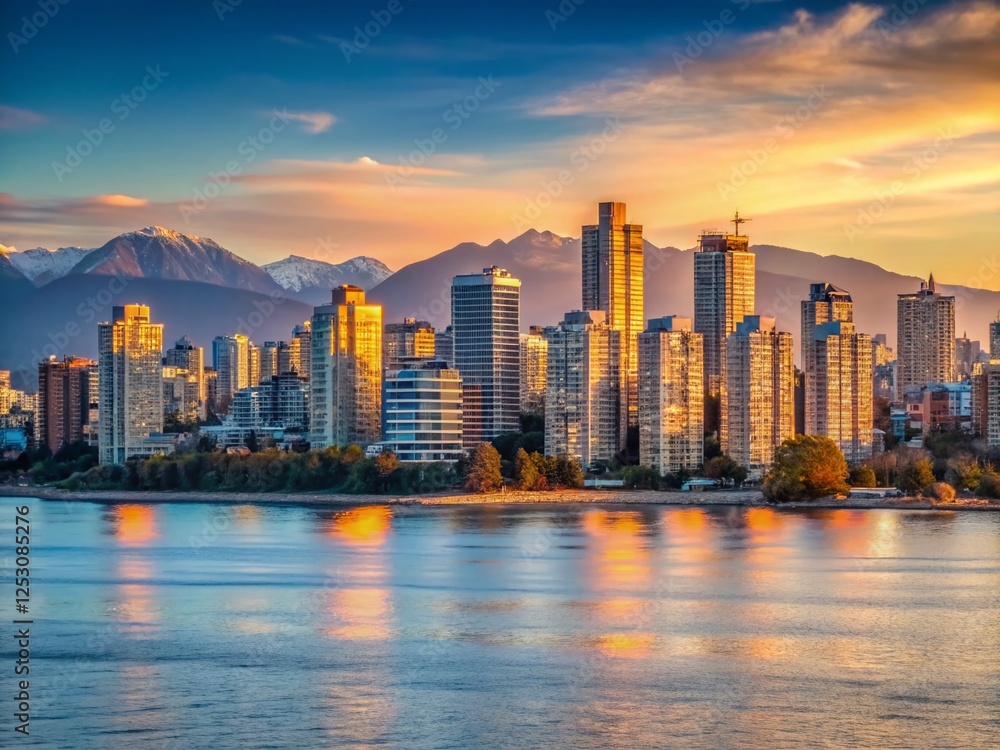 Obraz premium Minimalist West End Vancouver: Ocean View & Cityscape
