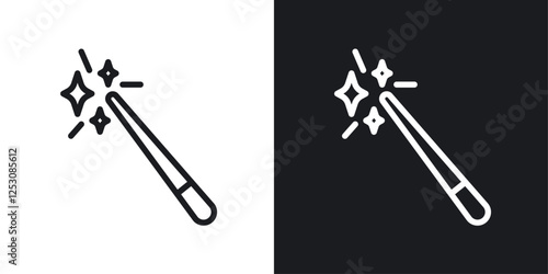 Magic wand icons in black and white liner strokes for web design.