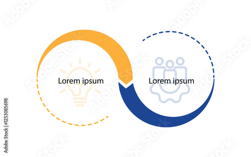 2 step circle infographic template with icons