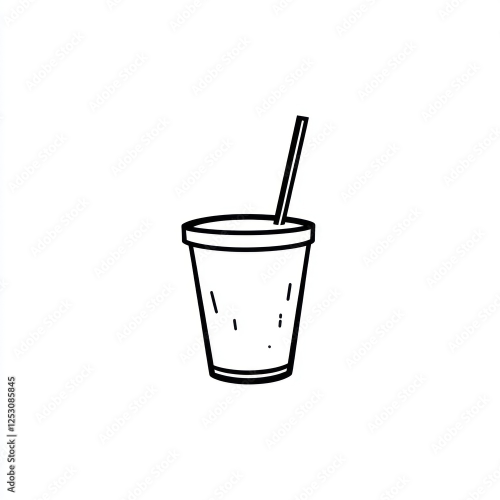 Simple outline drawing of a disposable cup with straw (1) Simple outline drawing of a disposable cup with straw (1)