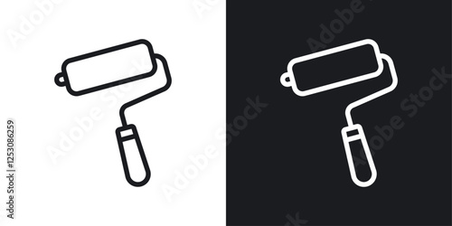 Paint roller icons in black and white liner strokes for web design.