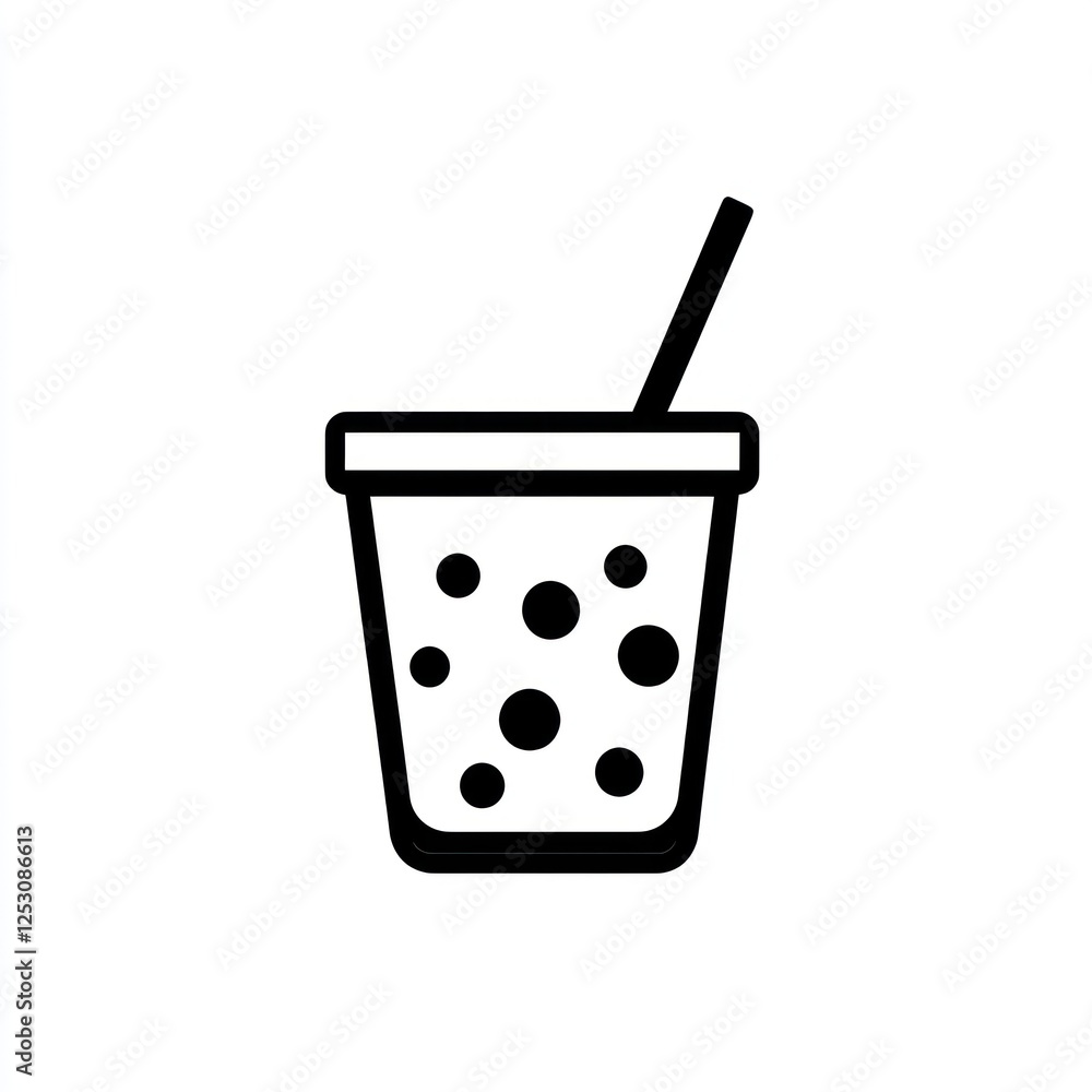 Simple outline drawing of a beverage cup with straw, suitable for stock illustration or icon Simple outline drawing of a beverage cup with straw, suitable for stock illustration or icon