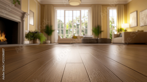 Wallpaper Mural beautifully renovated interior featuring spacious living room with wooden flooring, large windows, and cozy furniture, creating warm and inviting atmosphere Torontodigital.ca