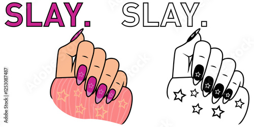 Slay. Hand with manicure vector