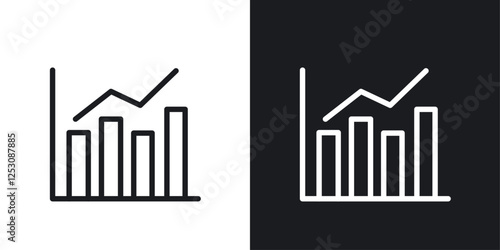 Stats icons in black and white liner strokes for web design.