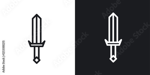 Sword icons in black and white liner strokes for web design.