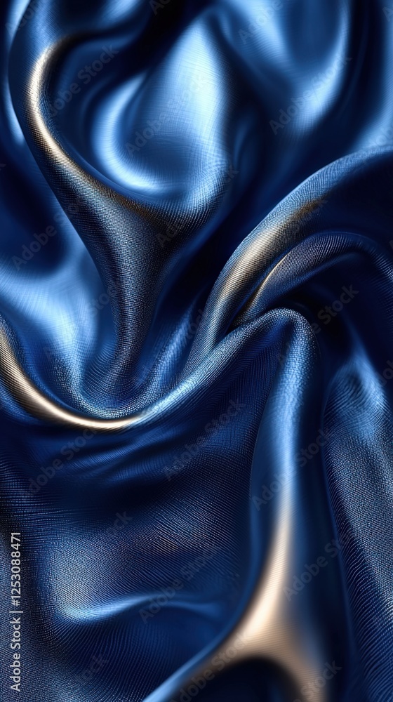 Fototapeta premium Elegant Blue Satin Fabric Texture for Luxury Fashion and Textiles