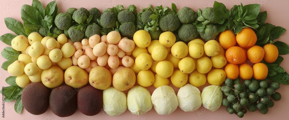 Colorful Fruit and Vegetable Arrangement Colorful Fruit and Vegetable Arrangement