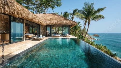 Wallpaper Mural Luxurious Oceanfront Villa With Infinity Pool And Tropical View Torontodigital.ca