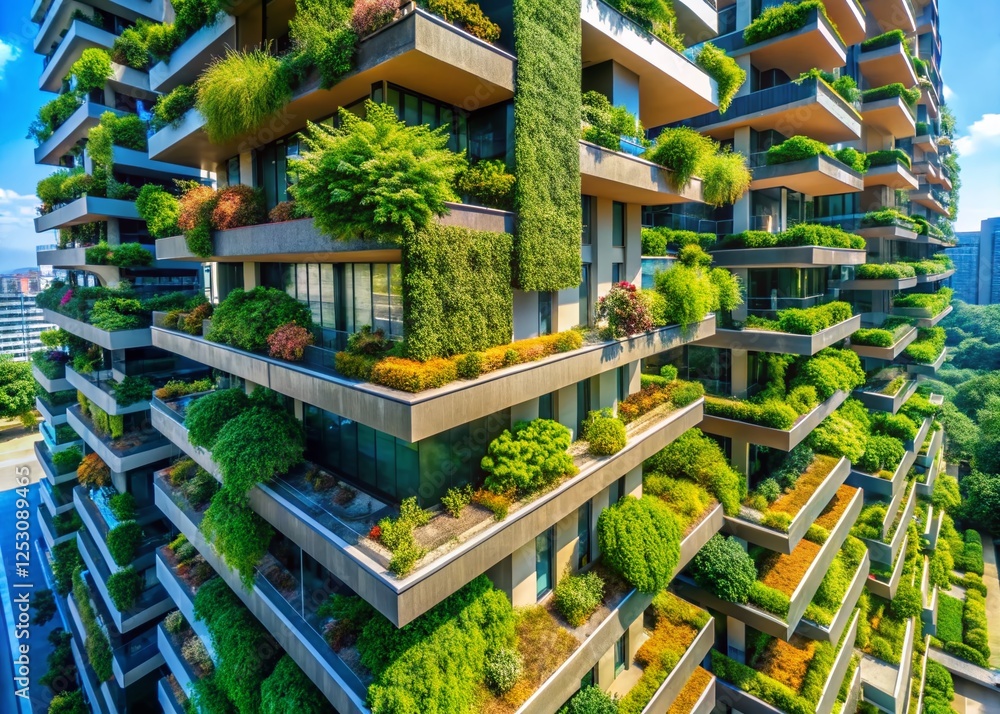Modern Green High-Rise Building with Innovative Rooftop Garden - Sustainable Architecture Modern Green High-Rise Building with Innovative Rooftop Garden - Sustainable Architecture