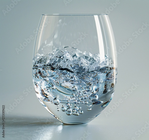 Transparent PNG Glass of Water with Clear Reflection and Dewy Sheen, Isolated Element for Web Design and Digital Art photo