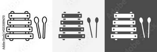 Xylophone Icon set vector art