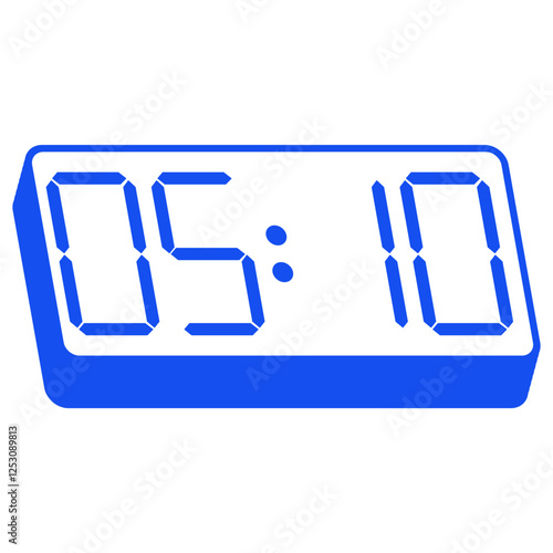 Blue smartwatch interface displaying 05:10 vector on white background