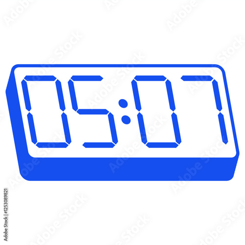 Blue smartwatch interface displaying 05:07 vector on white background