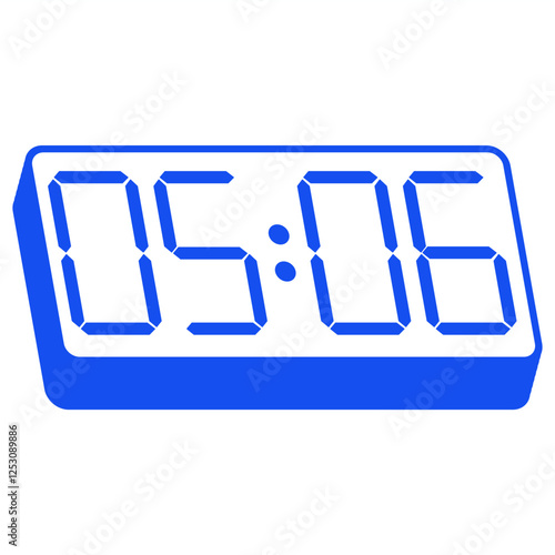 Blue smartwatch interface displaying 05:06 vector on white background