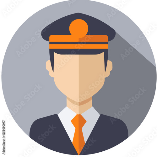 Train conductor avatar in flat design.