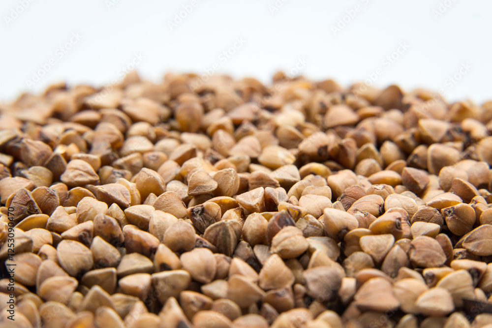 Buckwheat, dry grains, healthy food.