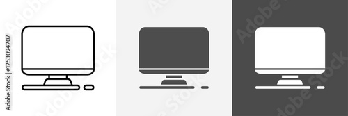 Monitor icon set vector art