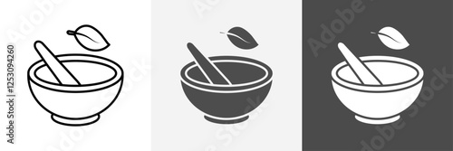 Mortar and Pestle icon set vector art