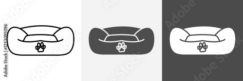 Pet Bed icon set vector art
