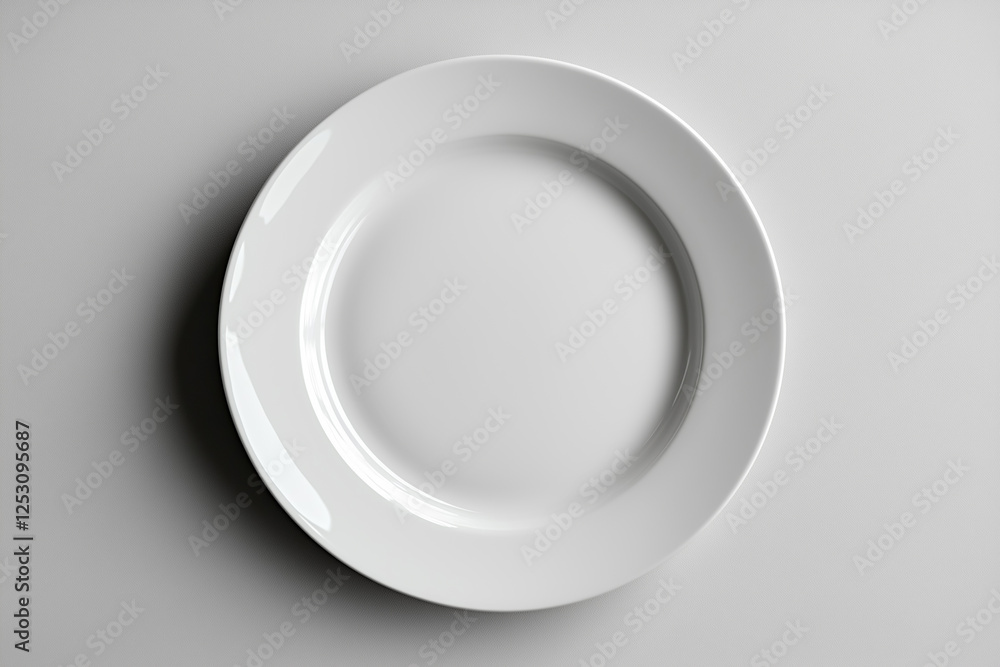 White Ceramic Plate On White Background. Empty Plate White Ceramic Plate On White Background. Empty Plate