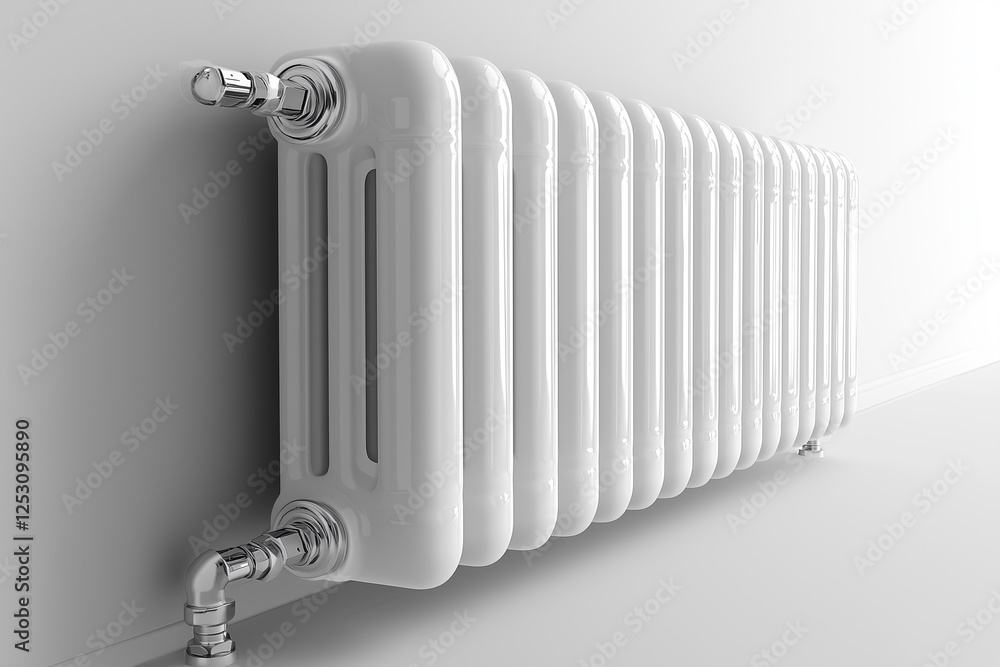 White radiator with eight sections. On a white background White radiator with eight sections. On a white background