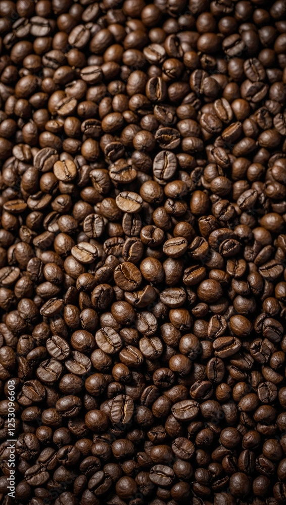 Fototapeta premium Coffee beans texture background, space for design or text.