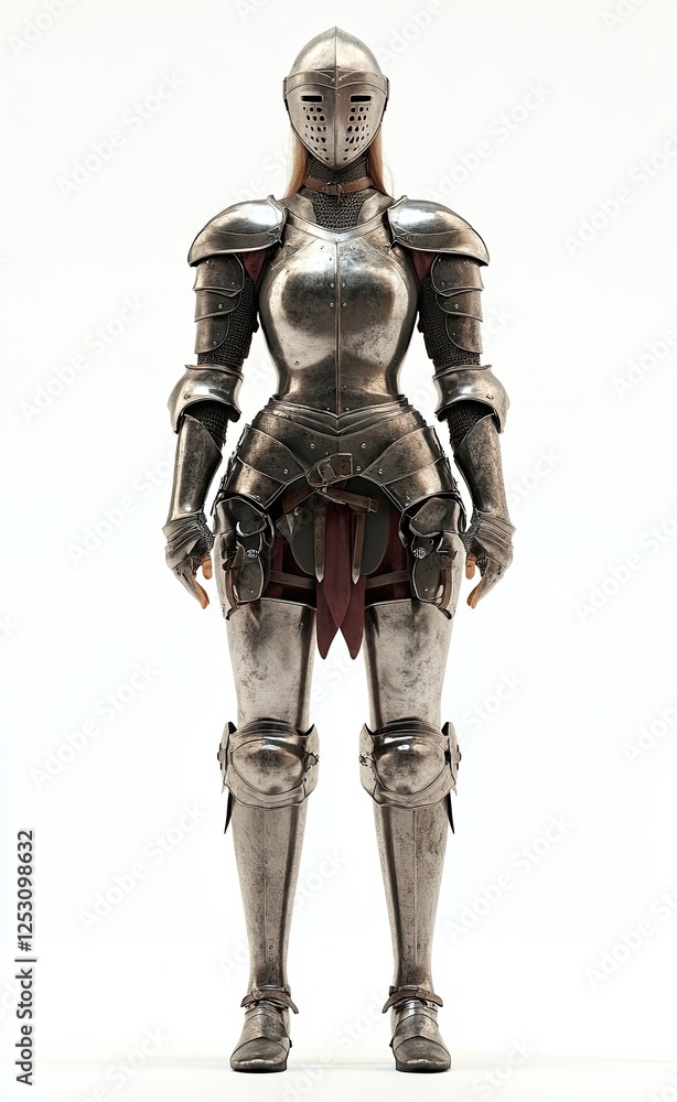 Female knight on a white isolated background Female knight on a white isolated background