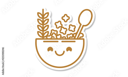 National Cereal Day Vector Design | Cereal Bowl, Spoon, Oats, Cornflakes & Milk Splash | Fun T-Shirt, Sticker & Poster Illustration | Solid Colors, No Gradients, Vector Art. Print ready eps