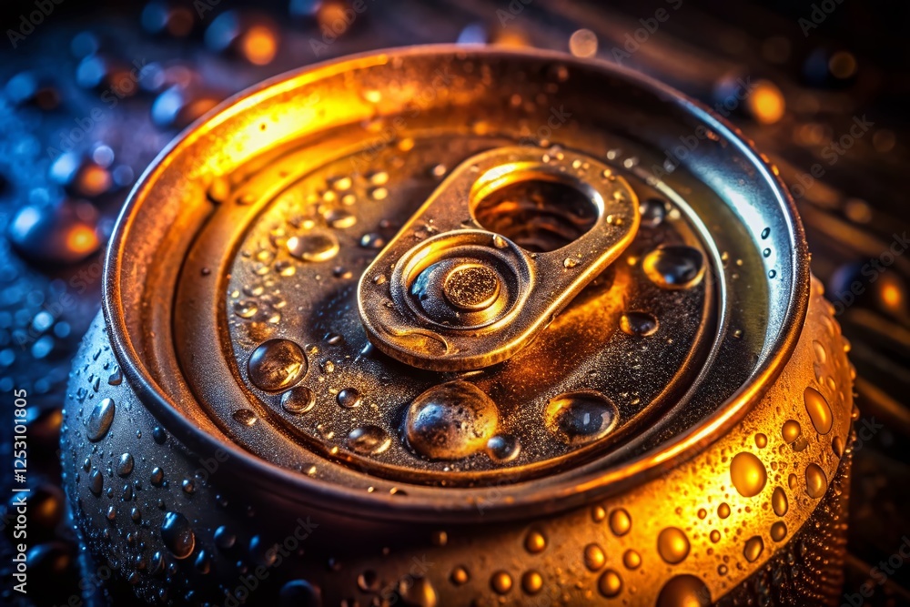 Nighttime Beer Can Opening: Old, Flat Beer in Low Light Nighttime Beer Can Opening: Old, Flat Beer in Low Light