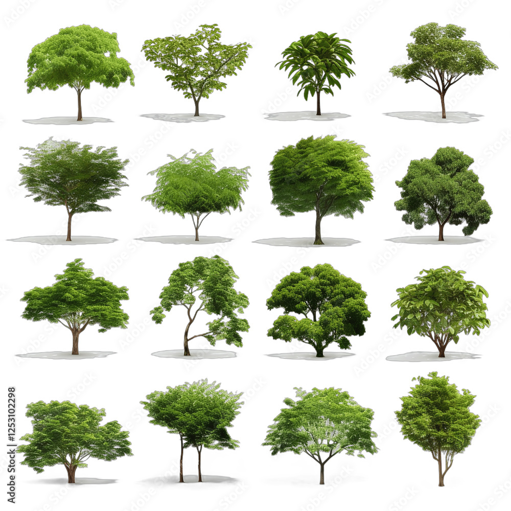 Fototapeta premium Collection tree isolated on white background 