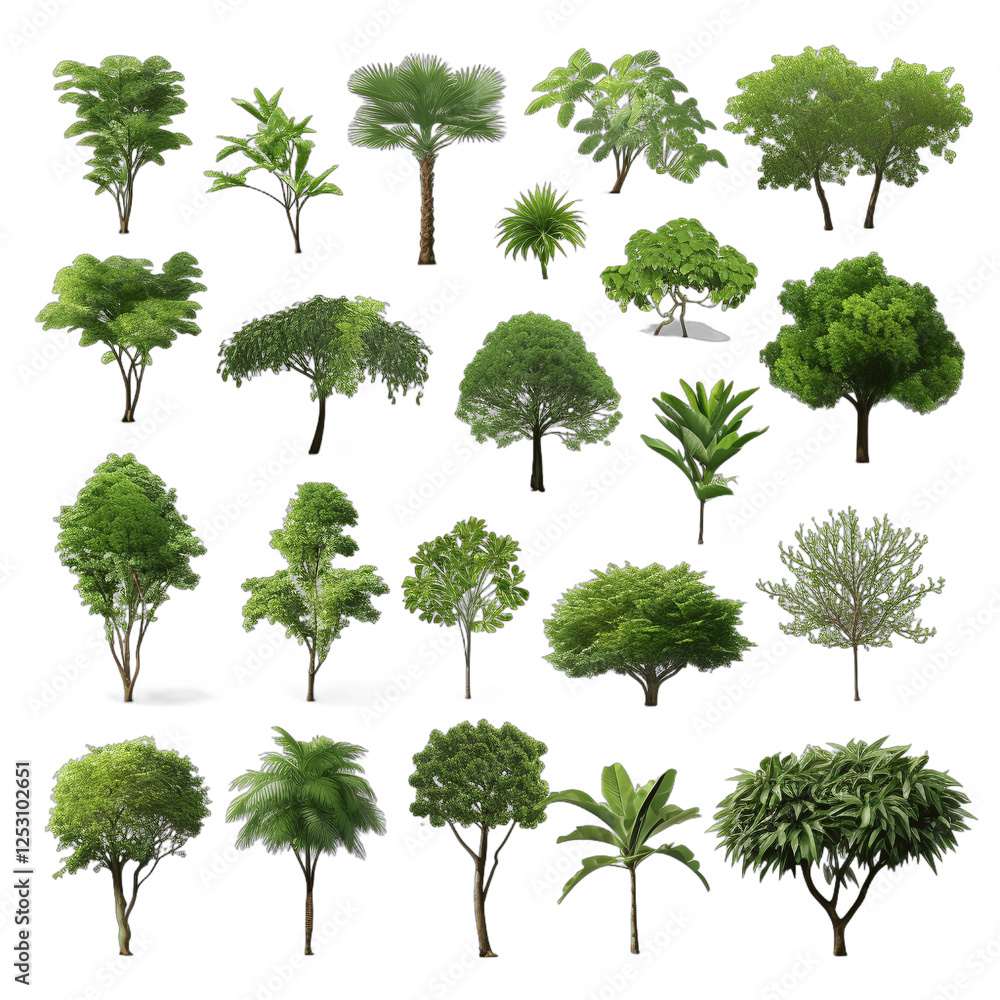 Fototapeta premium Collection tree isolated on white background 