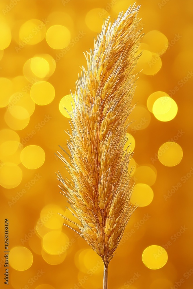 Golden Elegance. Single Whispy Plume on a Sunny Day with a Bokeh background, Nature Harmony Golden Elegance. Single Whispy Plume on a Sunny Day with a Bokeh background, Nature Harmony
