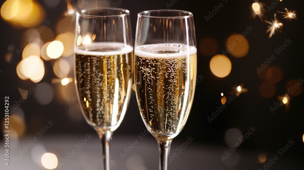 A festive celebratory image with champagne flutes and sparkles in the background. A festive celebratory image with champagne flutes and sparkles in the background.