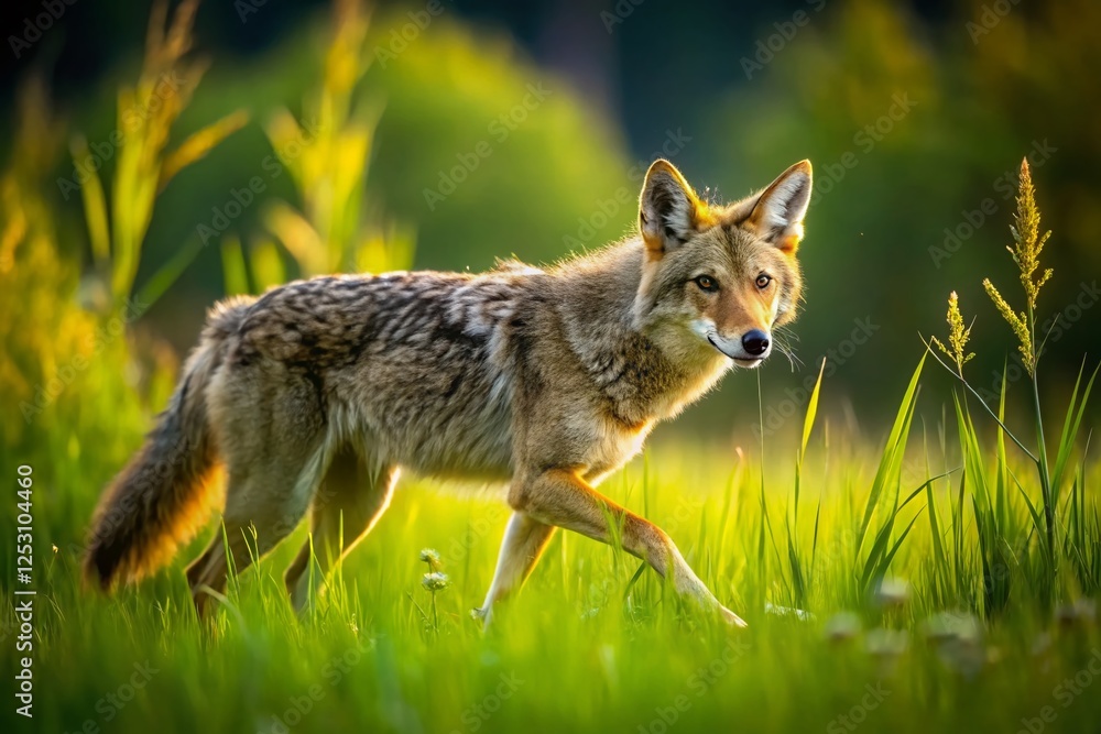 Coyote in Tall Grass, Wild Animal in Meadow, Sharp Focus Wildlife Photography Coyote in Tall Grass, Wild Animal in Meadow, Sharp Focus Wildlife Photography