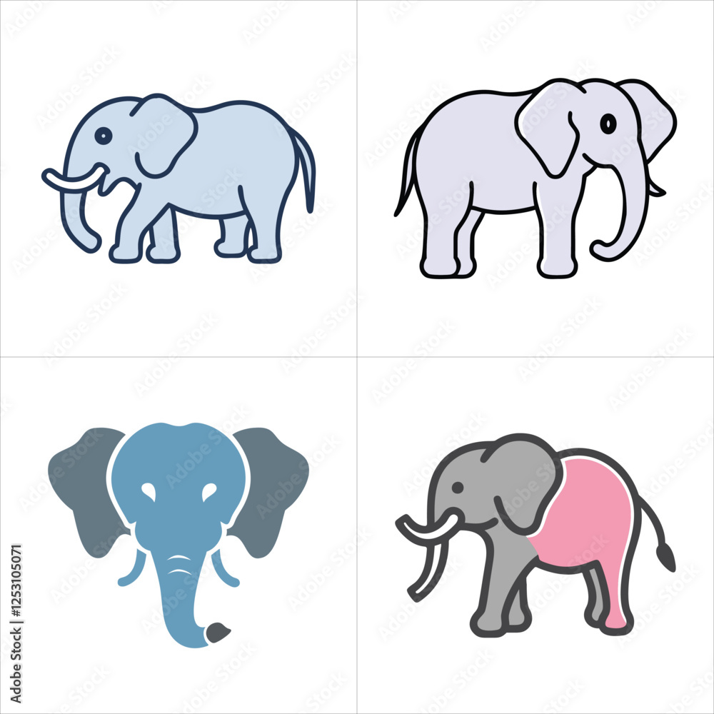 set of elephant's icons set of elephant's icons