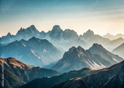 Panoramic Austrian Alps: Steinernes Meer, Fieberbrunn - Minimalist Mountain Landscape photo