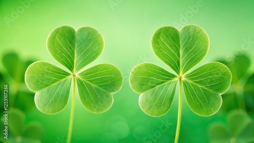 Green Clover Leaves on a Green Wallpaper Background